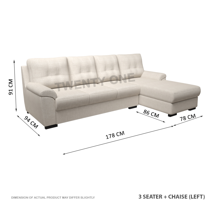 SKH N2136 3 SEATER + L SHAPE FABRIC SOFA 1B LEFT